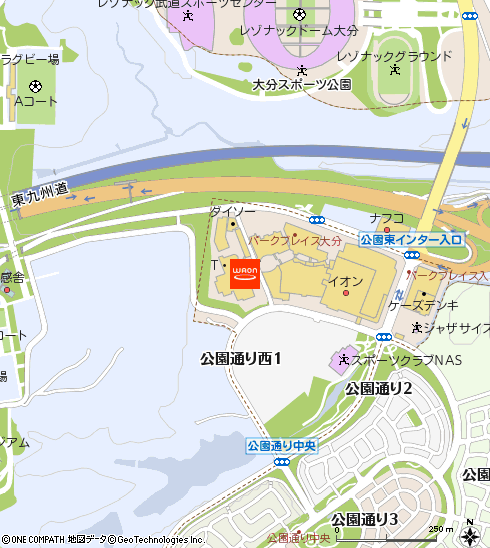 イオンパークプレイス大分店付近の地図